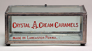 Crystal A Caramels display box, 1889-1900