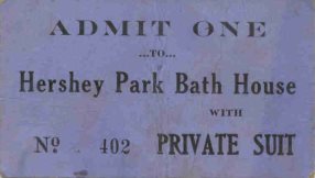 Ticket, Hershey Park Bath House, 1940