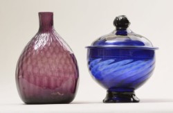 Bottle and sugar bowl, American Flint Glass Manufactory, 1765-1775