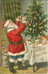 Christmas Postcard, 1906, featuring Santa Claus looking much like we know him today.