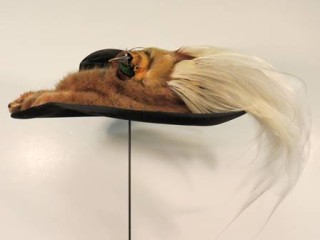 Purchased at Dives, Pomeroy and Stewart in Harrisburg, PA, this hat is trimmed with a mink and a bird-of-paradise, c. 1920