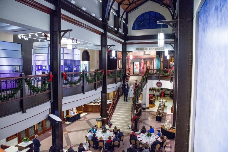 Hershey Story Museum PA event space set up for a private reception or dinner