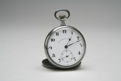 Hershey’s mourning pocket watch was made by Eterna, a watch company originally based in Switzerland.